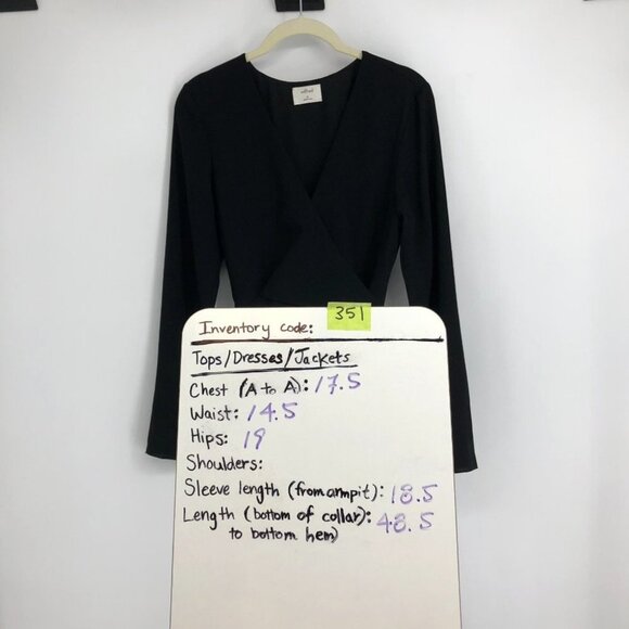 Aritzia Wilfred Black Aubagne Midi Dress Adjustable Wrap w/optional cutout 10 - Picture 15 of 16